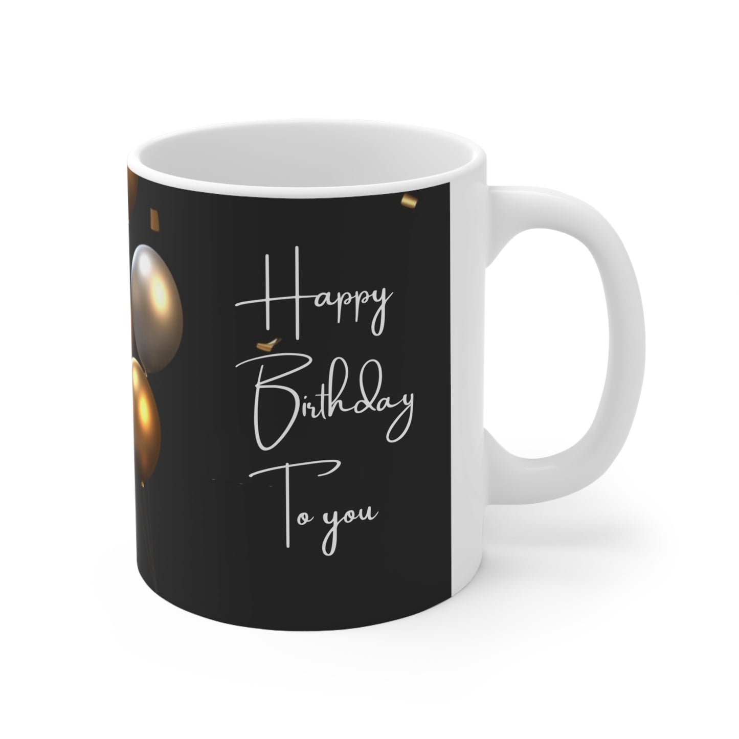 Happy Birthday Ceramic Mug, Birthday Gift, Black