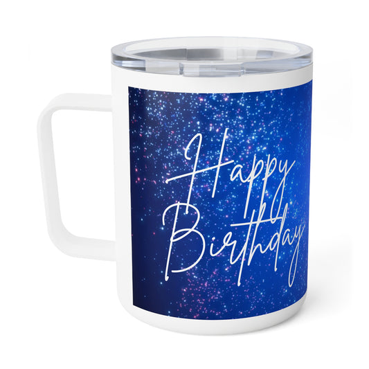 Happy Birthday Coffee Mug, Birtdhay Insulated Coffee Mugs 10oz, Blue