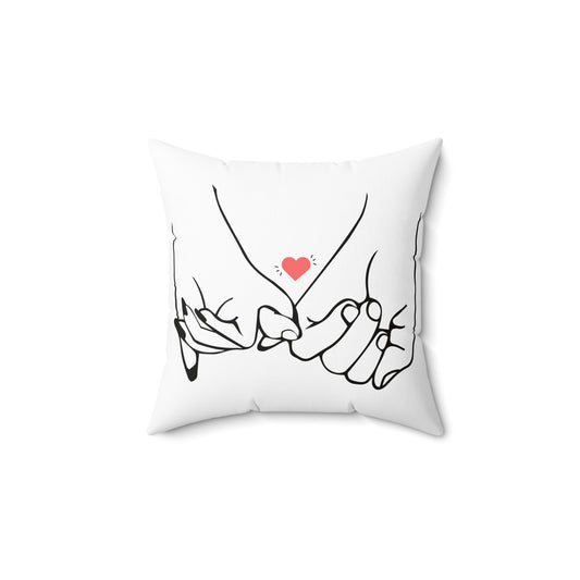 Love You with Couples Hand Printed Square Pillow