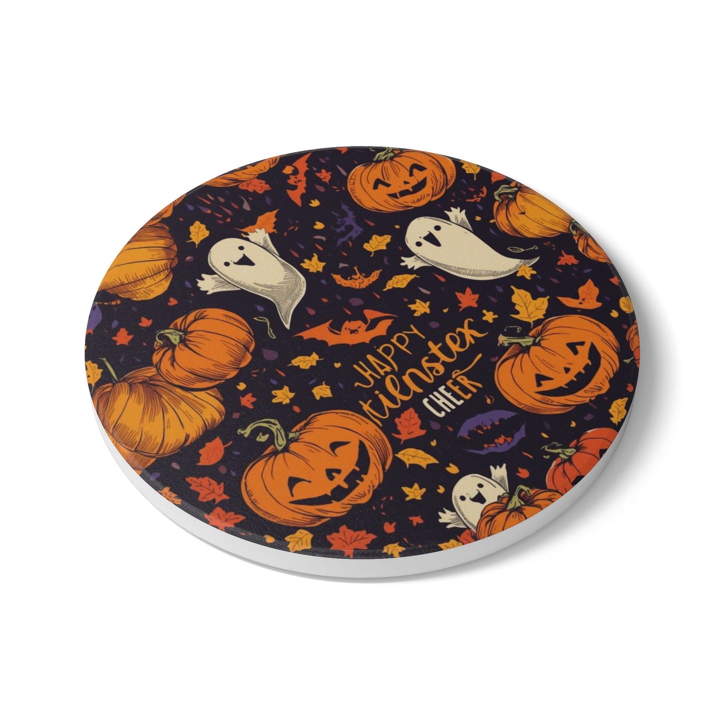 Halloween Ceramic Coaster with Whimsical Design