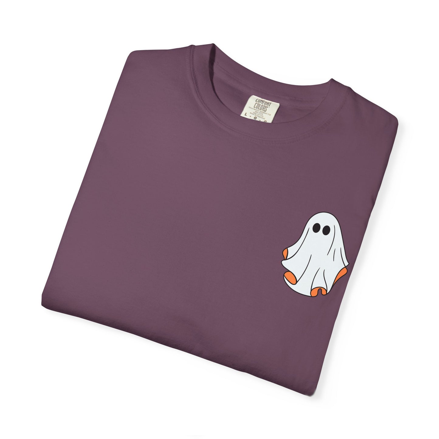 Minimal Ghost Halloween T-Shirt – Cute Pocket Graphic Tee for Spooky Season