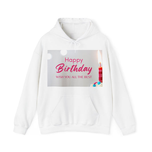 Happy Birthday Printed Unisex Heavy Blend™ Hooded Sweatshirt, Pink
