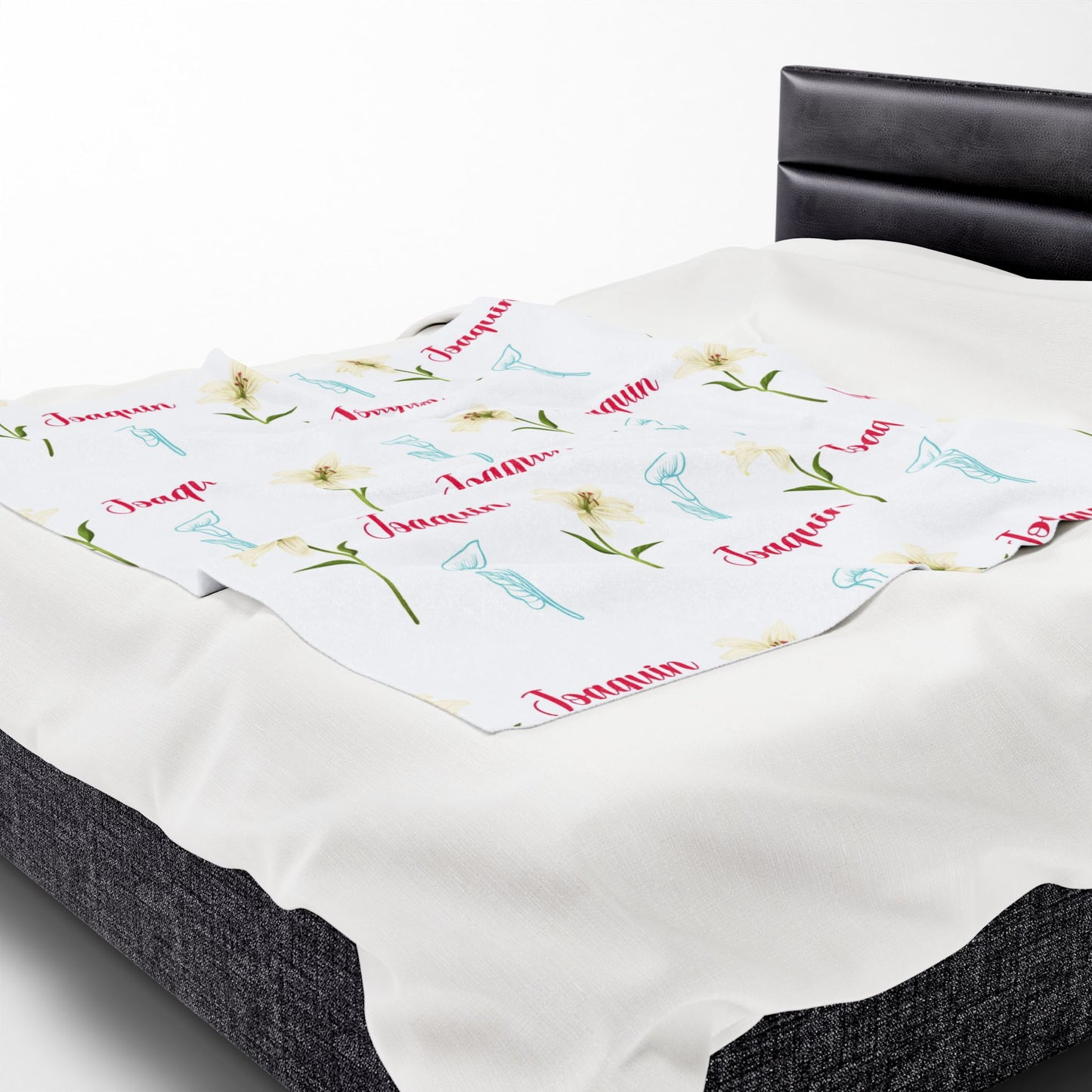 Personalized Velveteen Plush Blanket - Baby Name Floral Design for Nursery, Perfect Newborn Gift