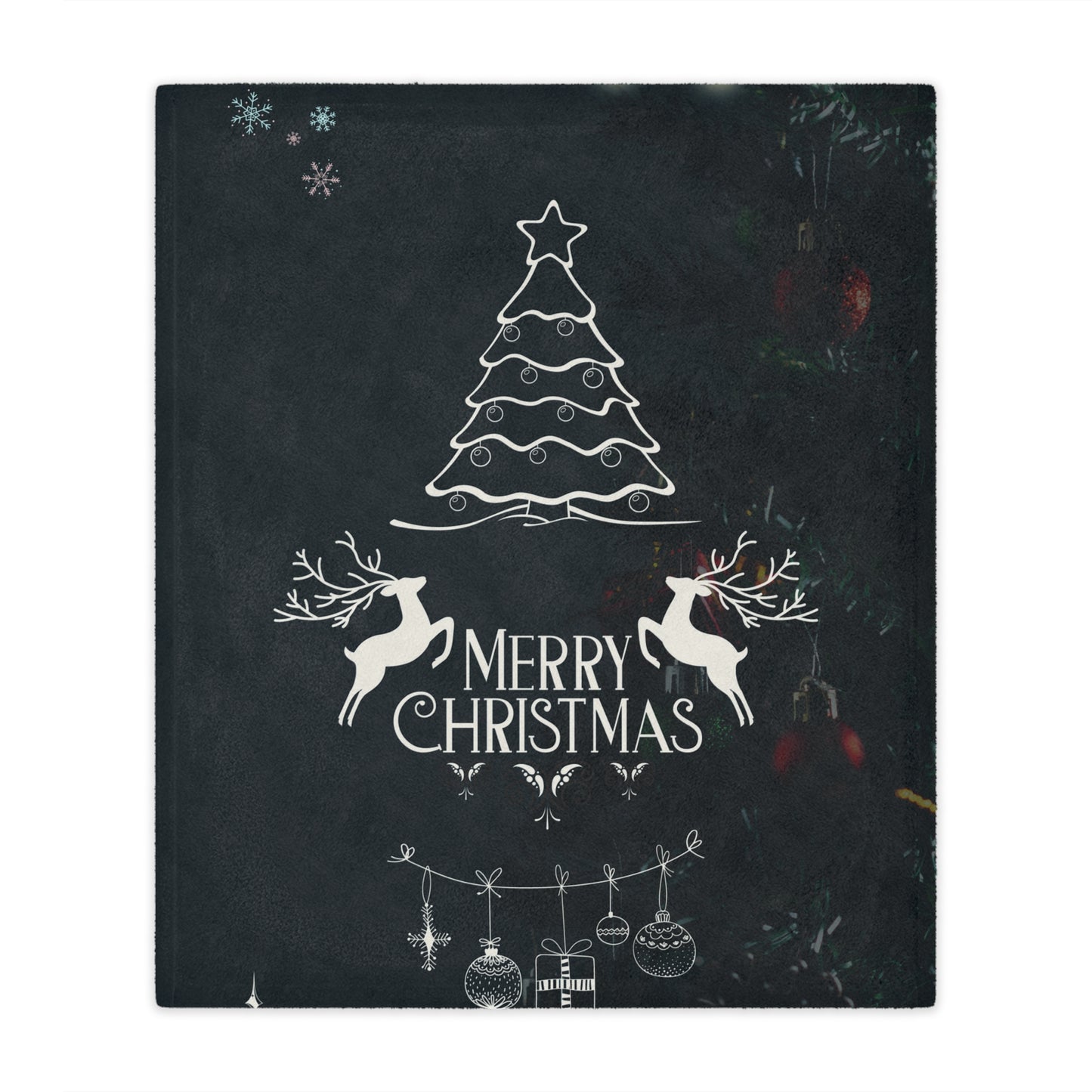 Merry Christmas in Black Printed Minky Blanket