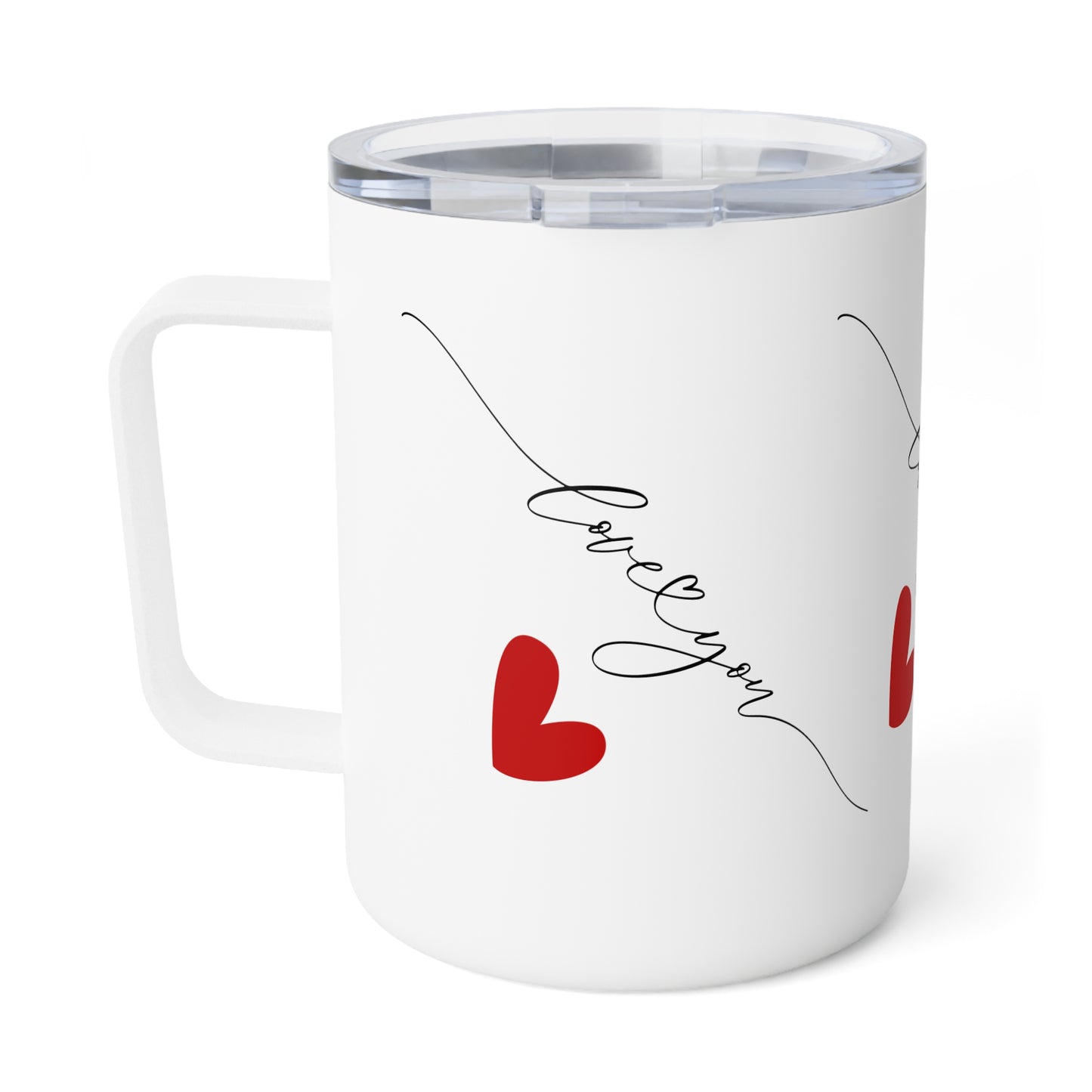 10oz Stainless Steel Travel Mug with “Love You” Red Heart Design, Romantic Gift for Valentine’s Day or Anniversary