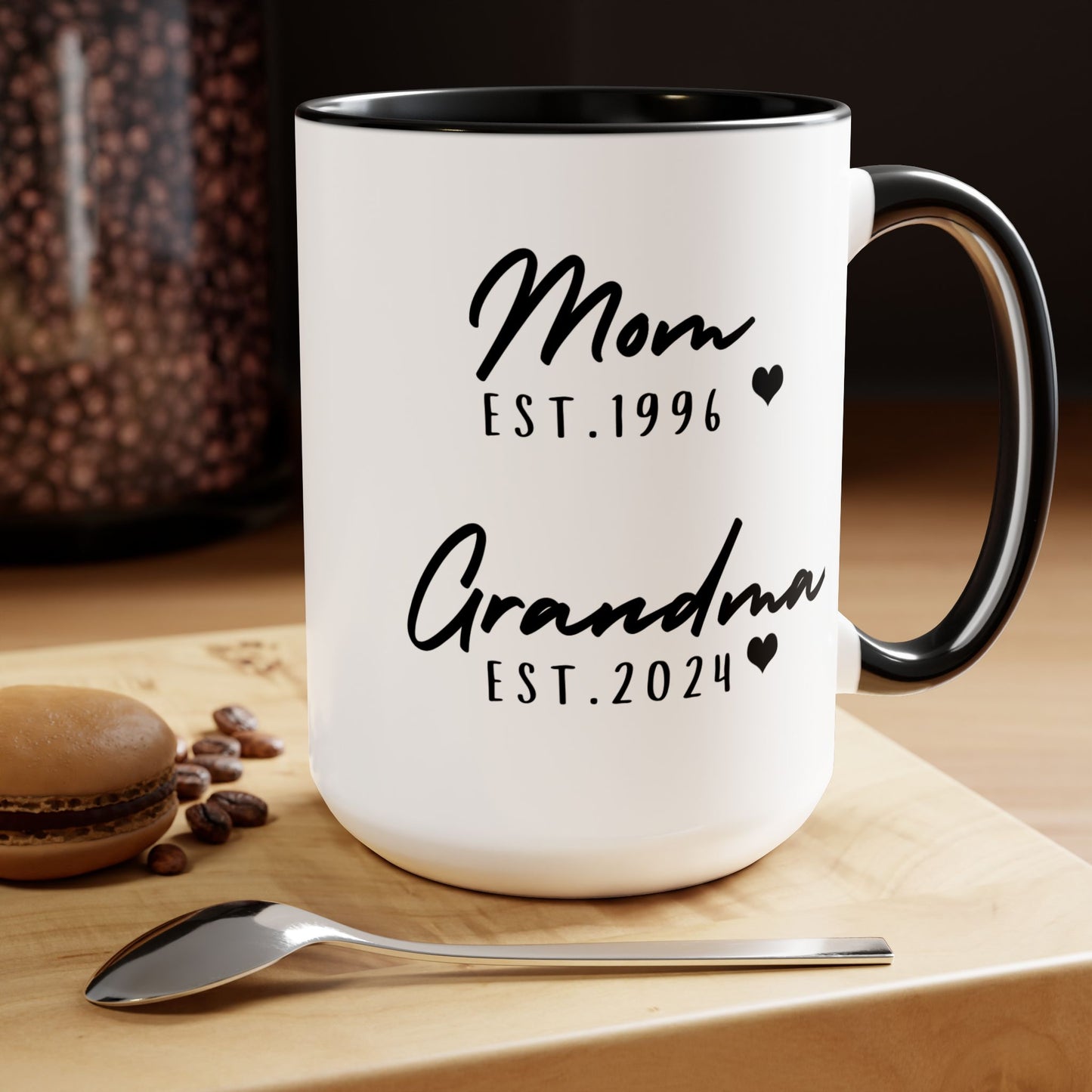 Mom & Grandma EST. 15oz Ceramic Coffee Mug – Sentimental Personalized Gift