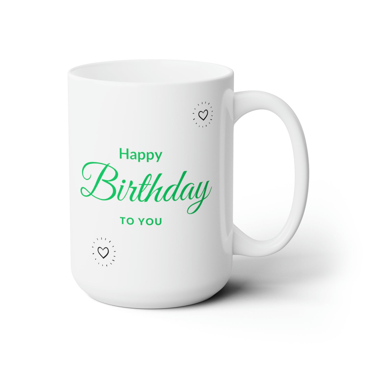 Happy Birthday to You Printed Mug, 15oz, White & Green