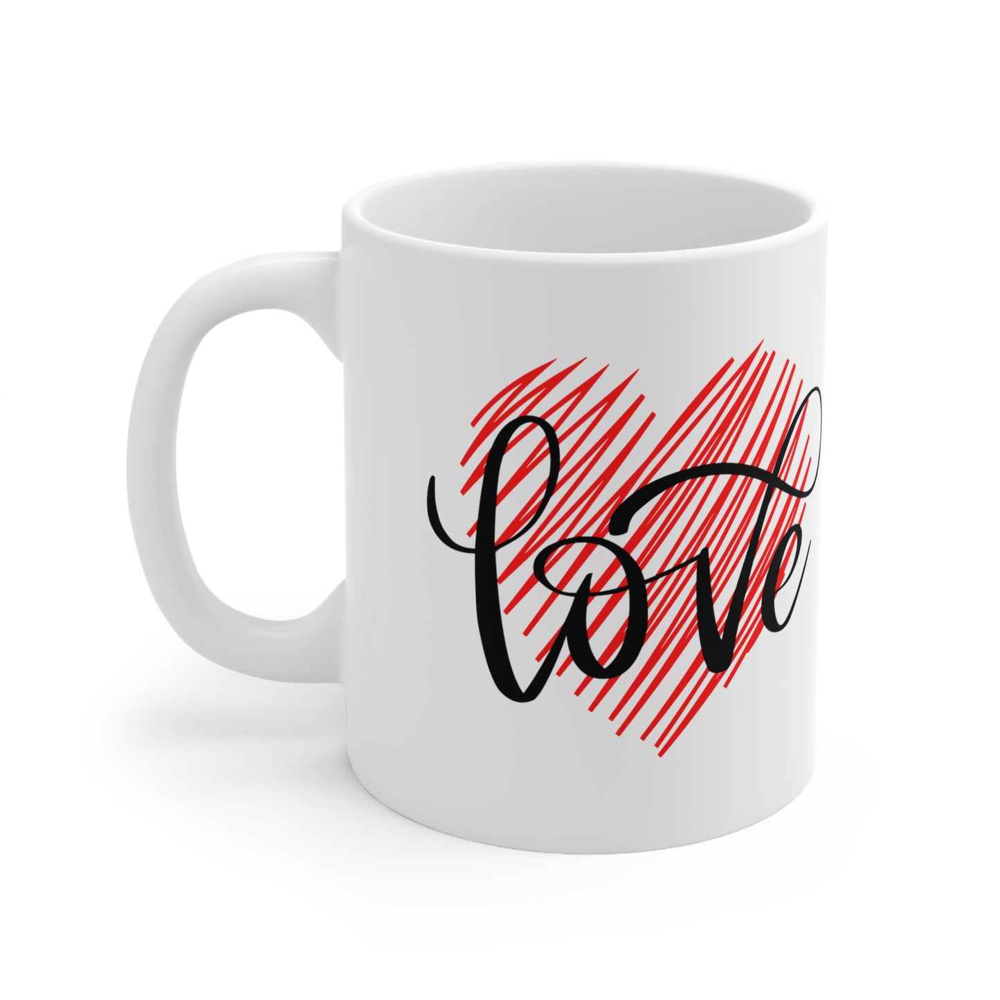 Heart with Love Printed Valentine Ceramic Mug, 11oz