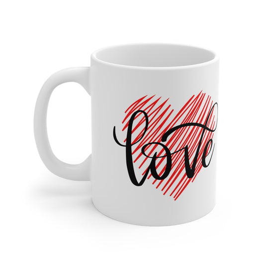 Heart with Love Printed Valentine Ceramic Mug, 11oz