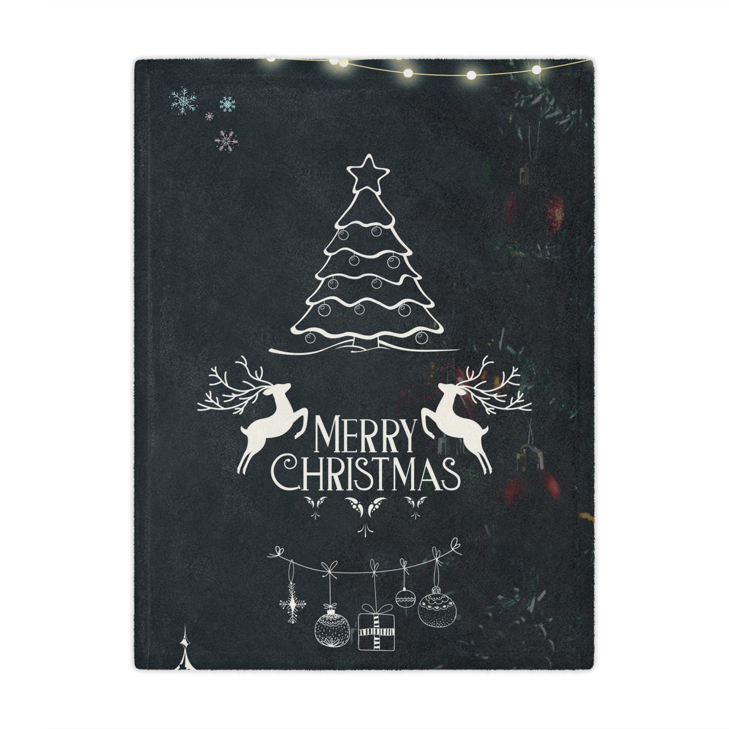 Merry Christmas in Black Printed Minky Blanket