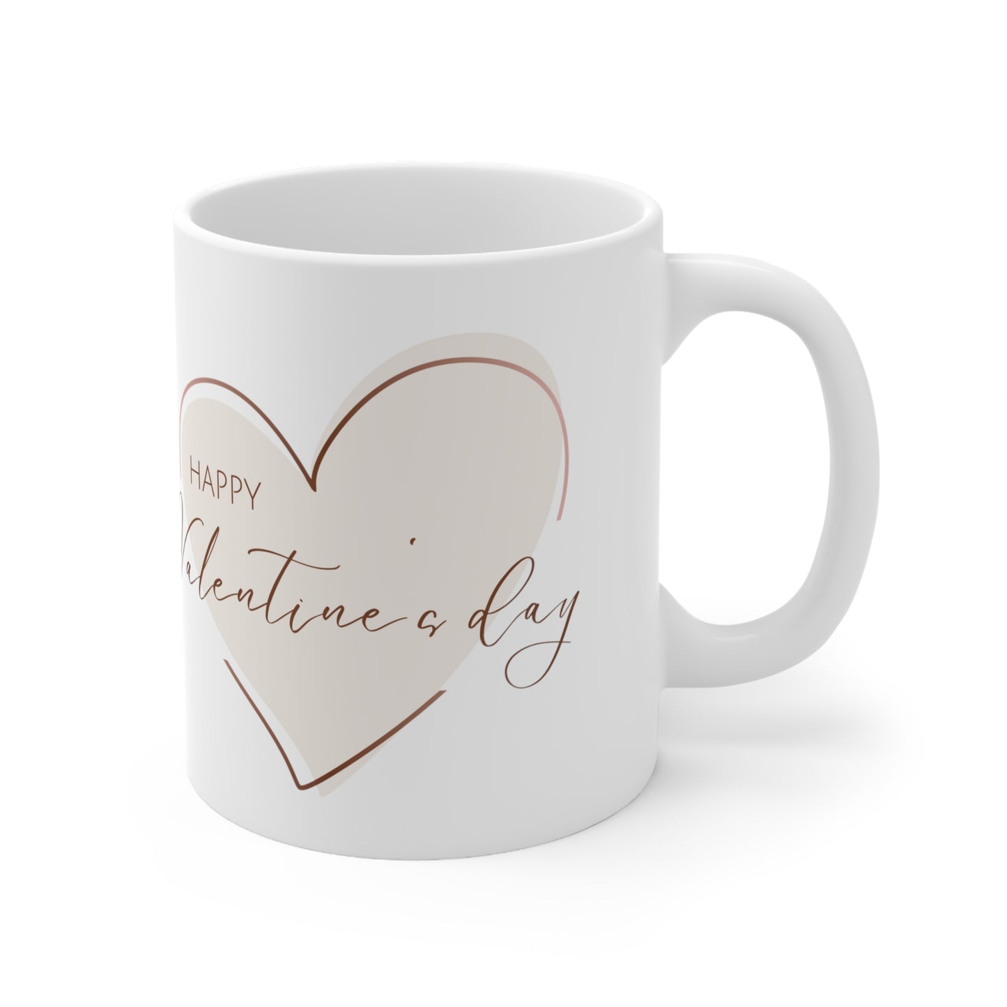 Happy Valentine Day inside Heart Printed Ceramic Mug, 11oz
