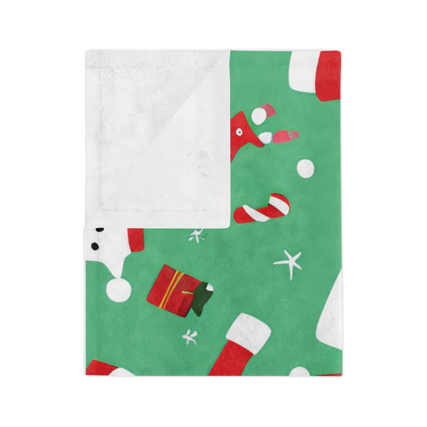Christmas Fleece Blanket with Santa, Snowmen & Candy Cane Print