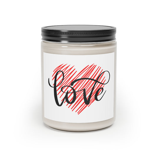 Gift for Her, Valentine's Scented Candle, Love with Heart in Red Printed Scanted Candles