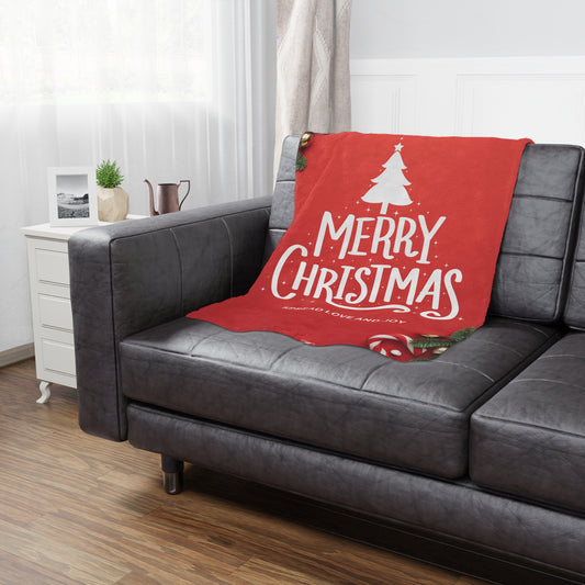 Merry Christmas, Spread Love and Joy Printed Minky Blanket