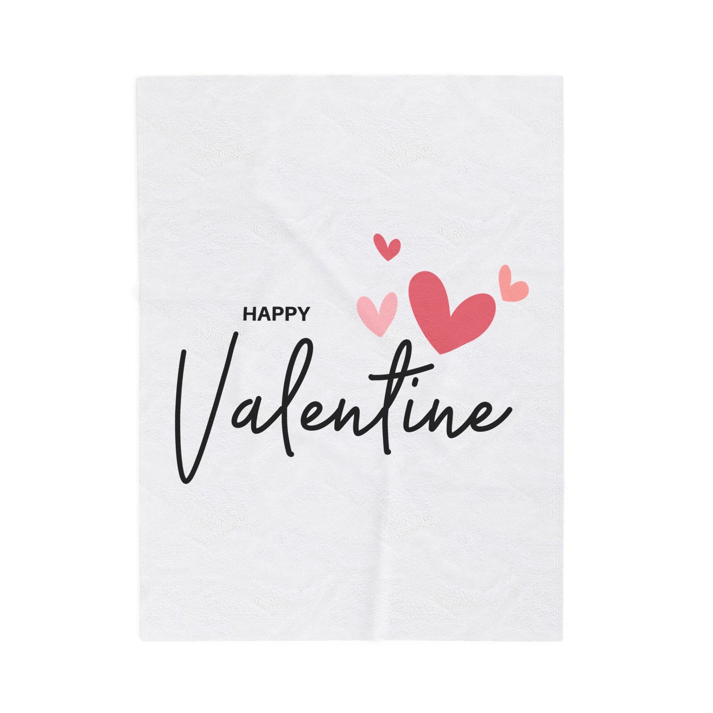 Happy Valentine with Hearts Printed Velveteen Plush Blanket