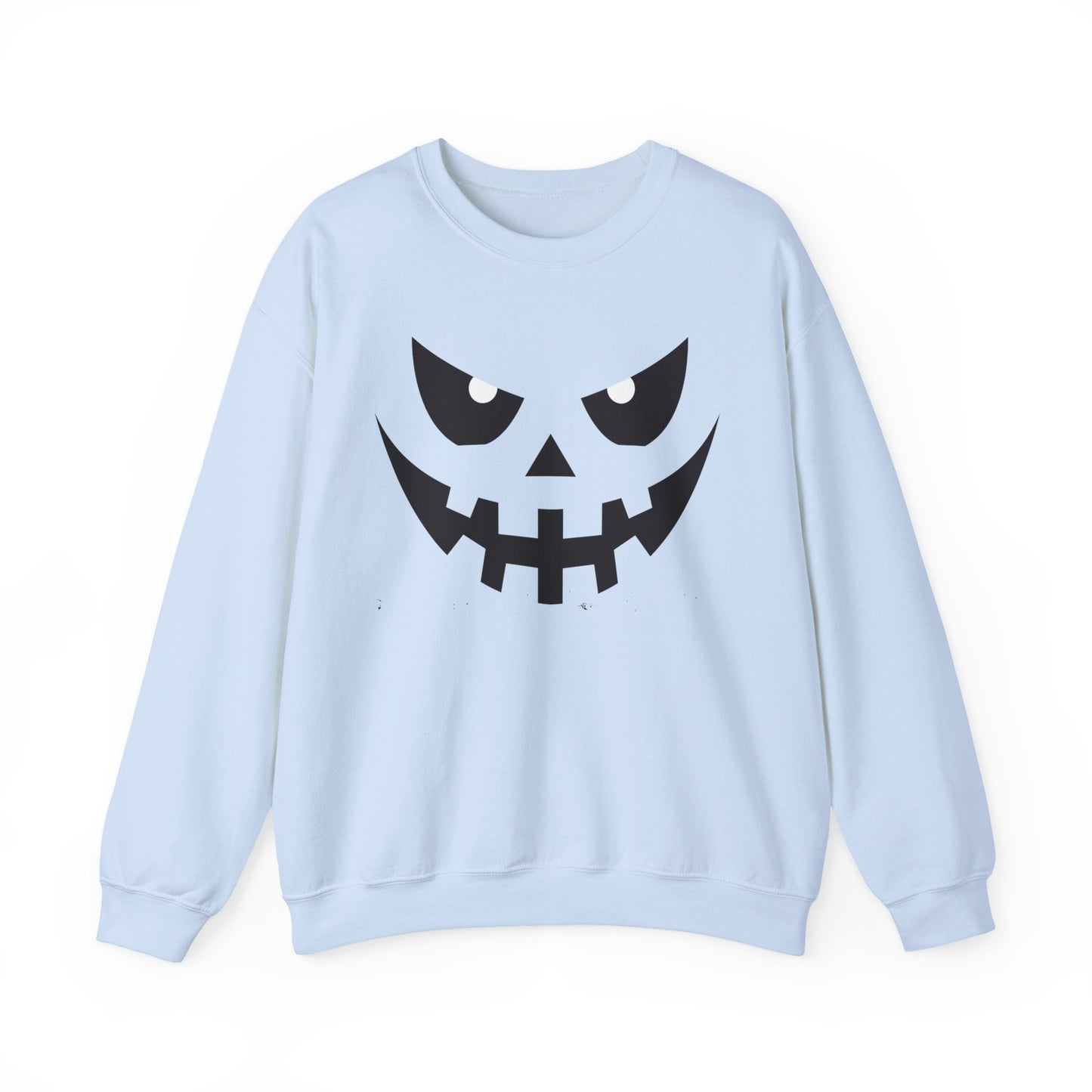Creepy Pumpkin Face Halloween Sweatshirt – Beige Graphic Pullover for Spooky Season