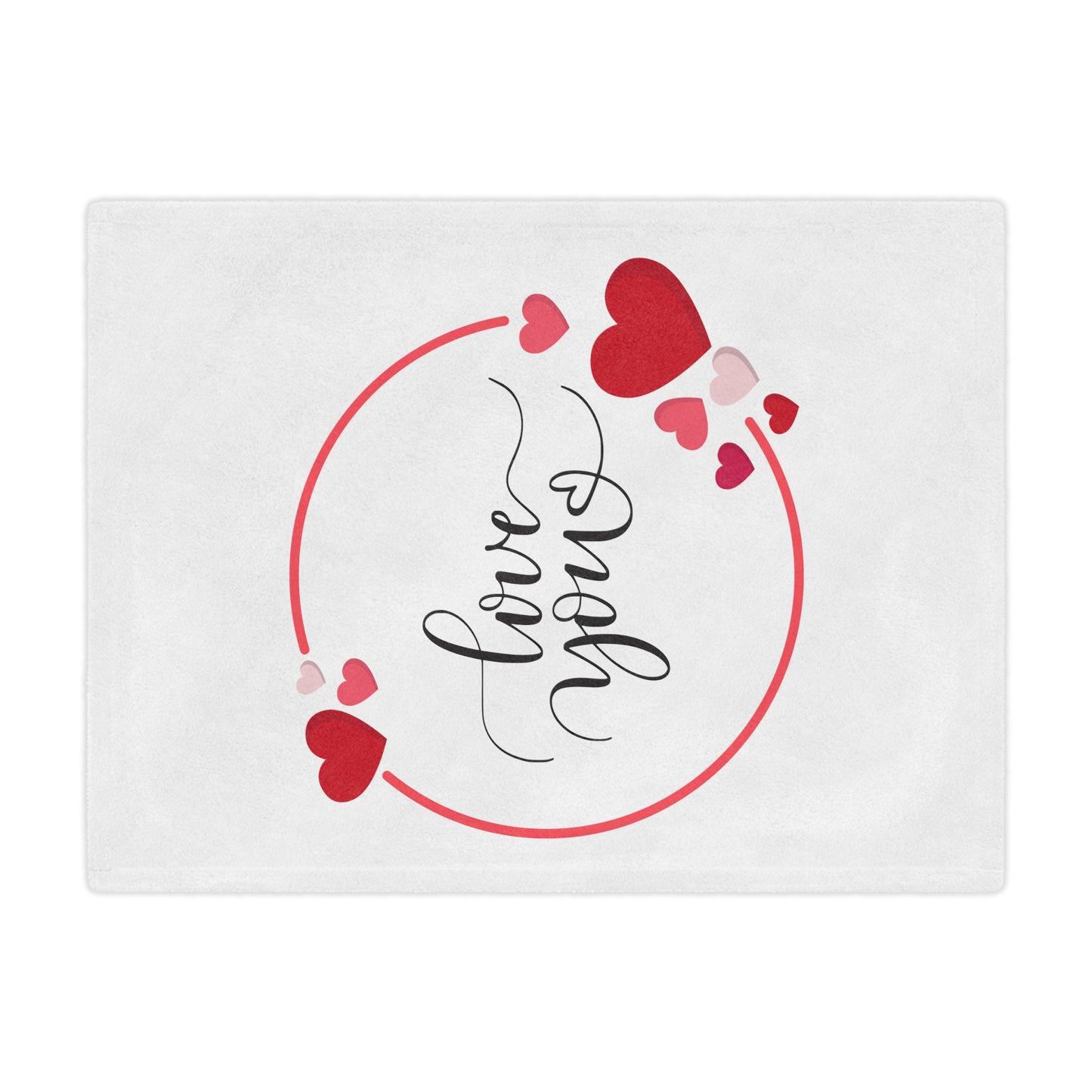 Love You with Flying Hearts Printed Valentine Minky Blanket