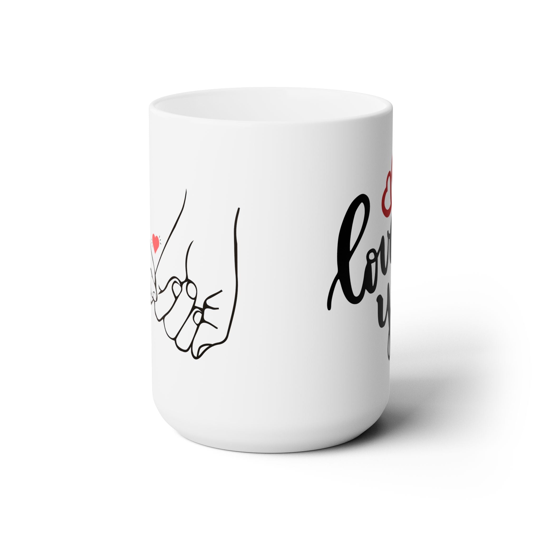 Ceramic Mug with “Love You” Script and Heart Design
