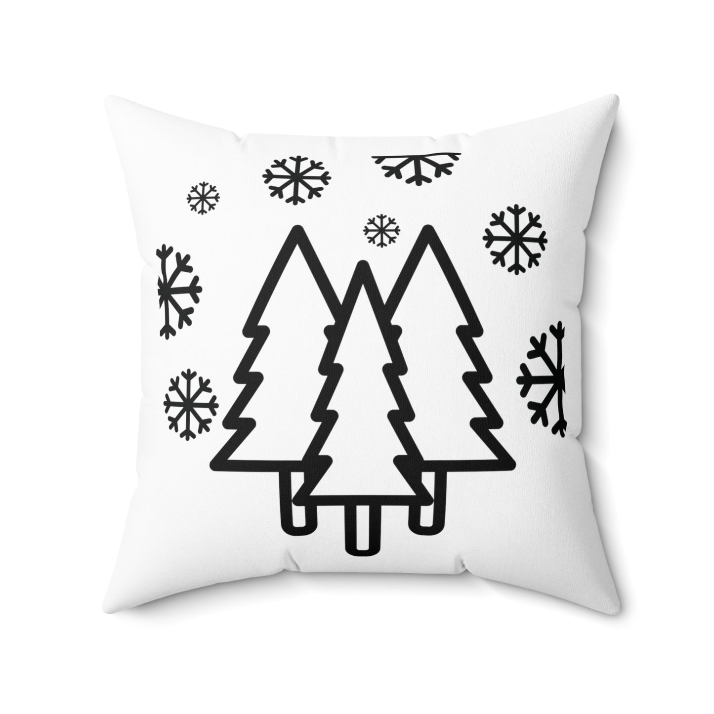 Christmas Tree Printed Spun Polyester Square Pillow