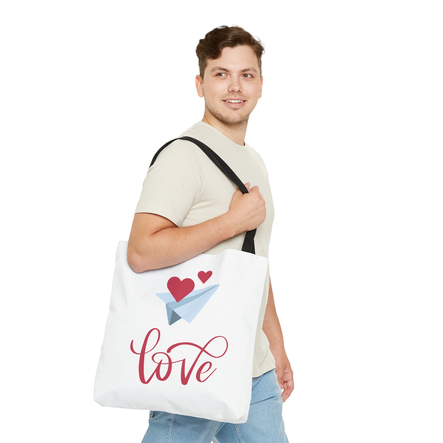 Elegent Love with Heart in the Air Printed Tote Bag, Valentine's Tote Bag