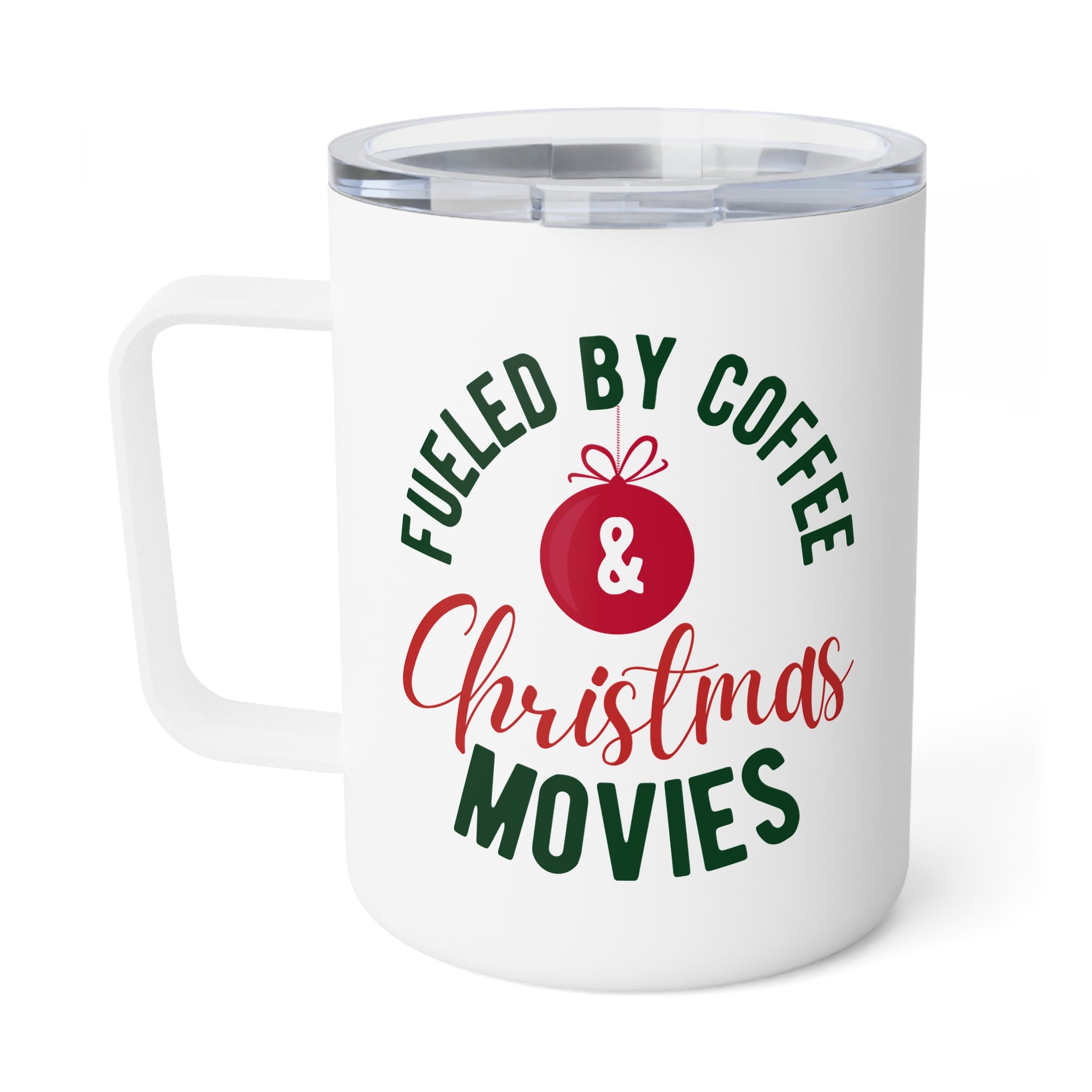 10oz Christmas Travel Mug with Coffee and Holiday Movie Design – Stainless Steel Gift for Cozy Winter Sipping