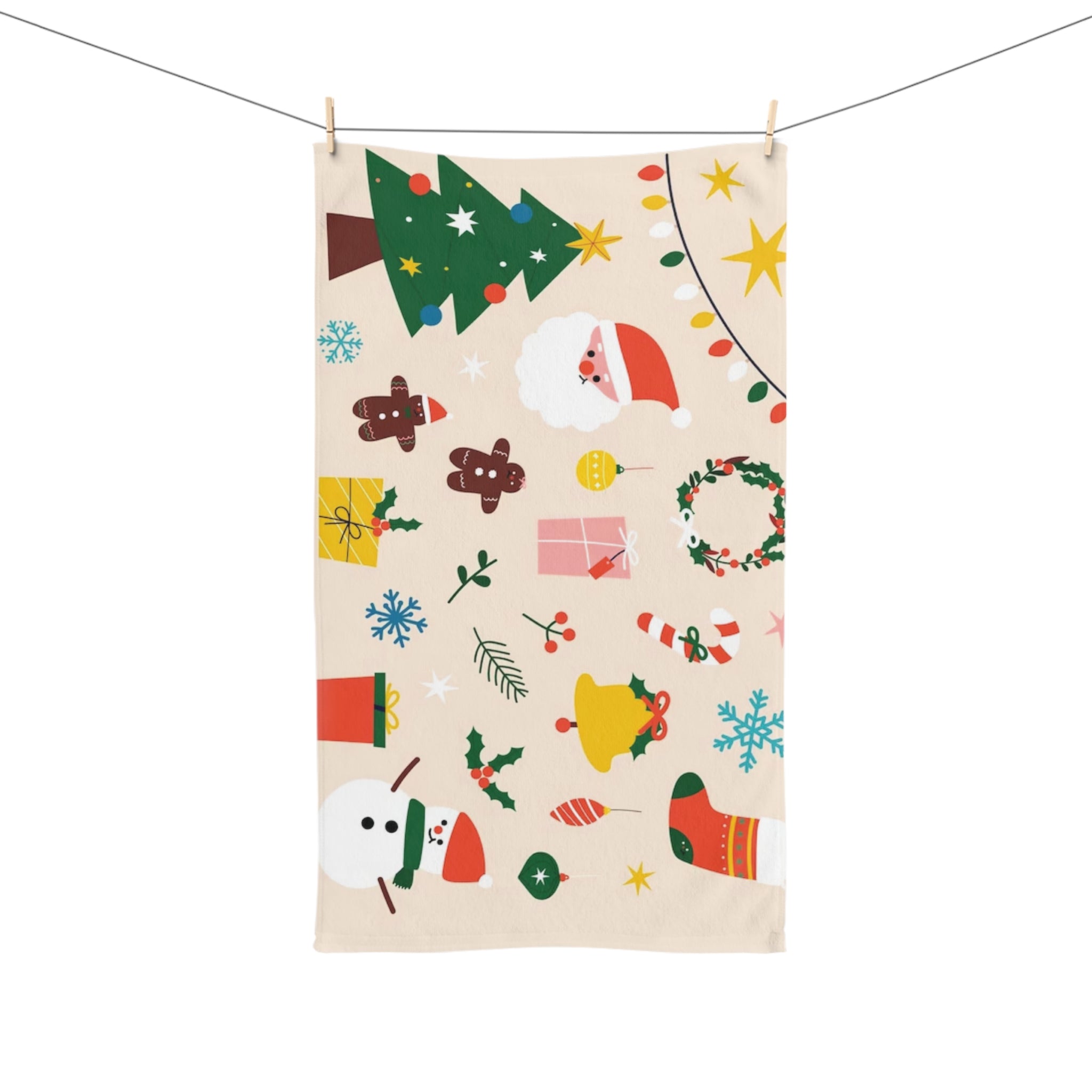 Premium Christmas Hand Towel with Soft Cotton Back – 16” x 28”