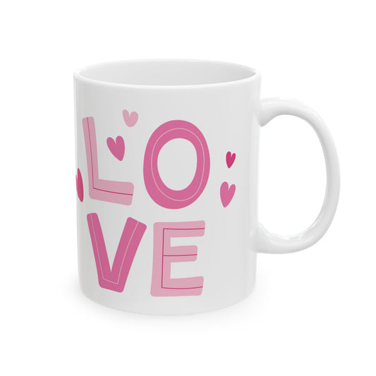 Love with Hearts Printed Valentine Ceramic Mug, 11oz