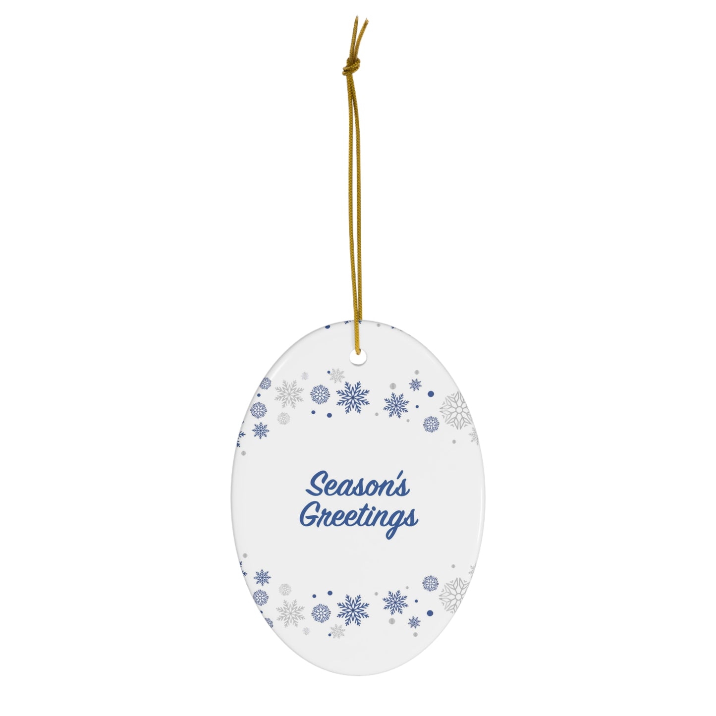 Holiday Ceramic Ornament, 1-Pack, Seasos's Greetings, White