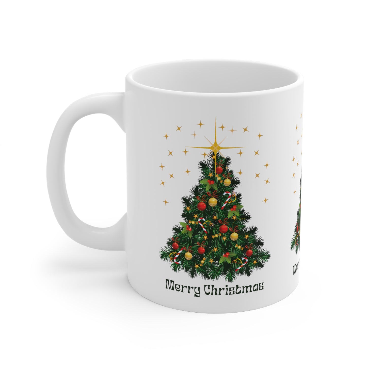 Merry Christmas Tree Ceramic Mug, 11oz