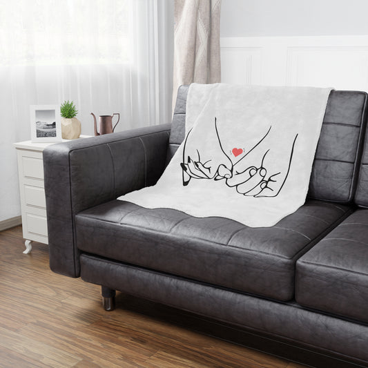 Couple's Hand Printed Velveteen Minky Blanket for Valentine