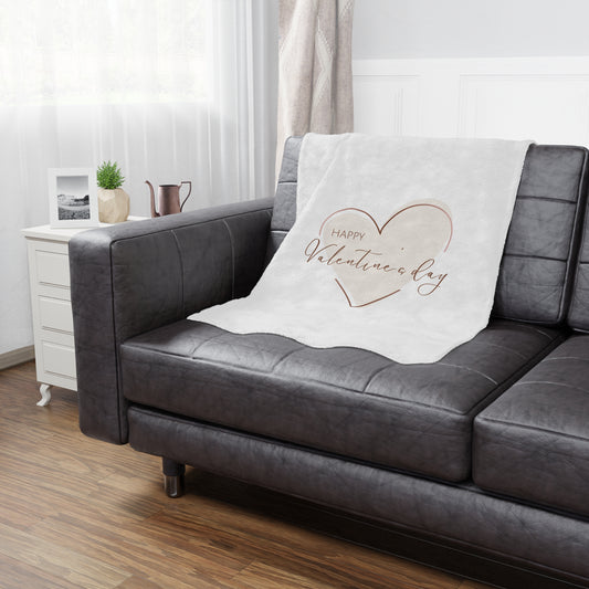 Happy Valentine inside Heart Printed Velveteen Minky Blanket