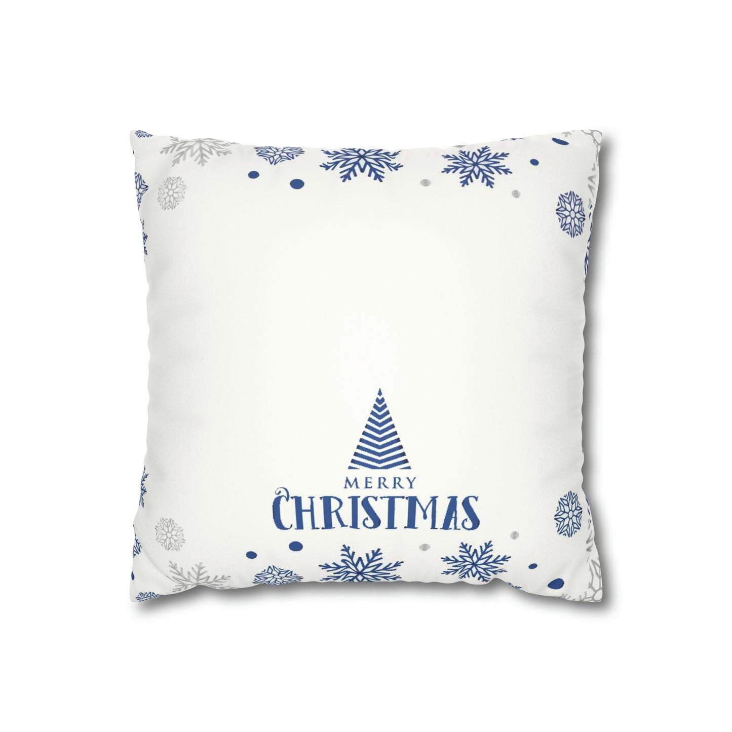 Merry Christmas Faux Suede Square Pillow Case, White