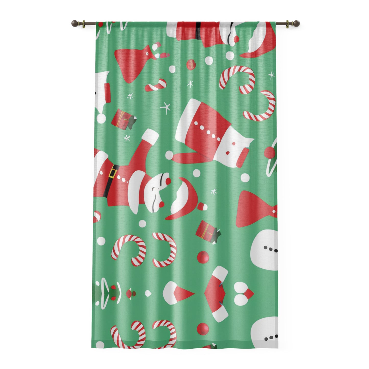 Christmas Window Curtain with Elegant Light-Filtering Polyester Fabric