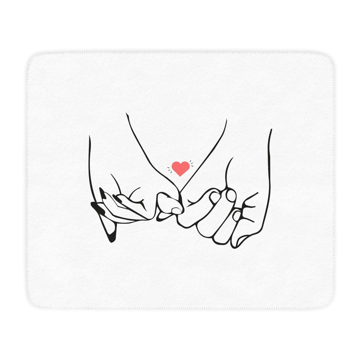 Couple's Hand Printed Tan Sherpa Blanket for Valentine Day