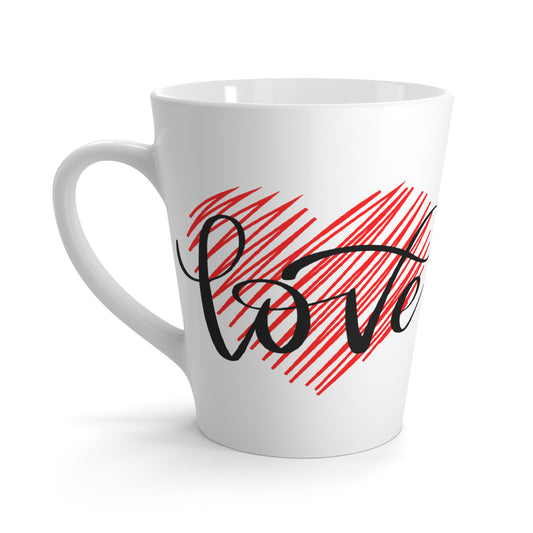 Valentine Day Latte Mugs, Love in Heart Printed Coffee Mug for Valentine, 12oz