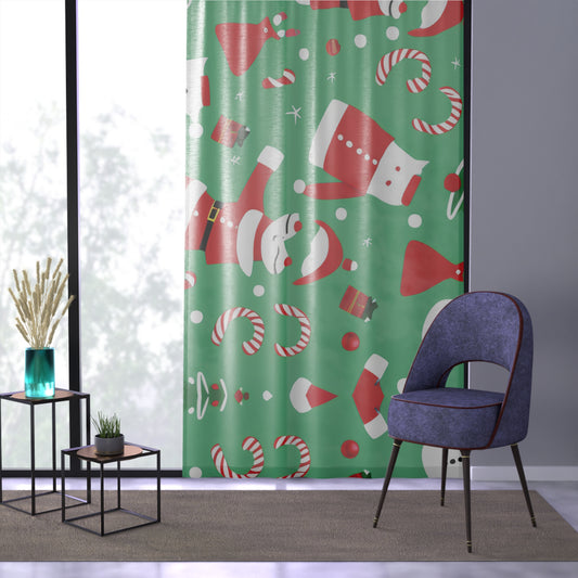Christmas Window Curtain with Elegant Light-Filtering Polyester Fabric