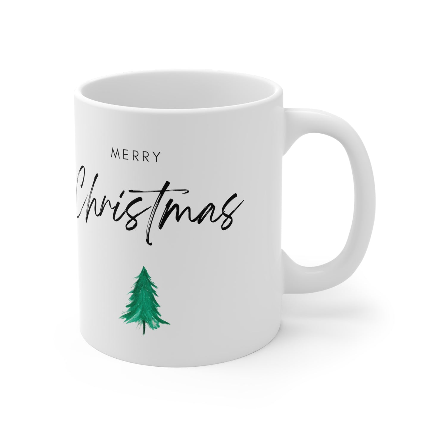 Merry Christmas with Tree Printed Ceramic Mug, 11oz