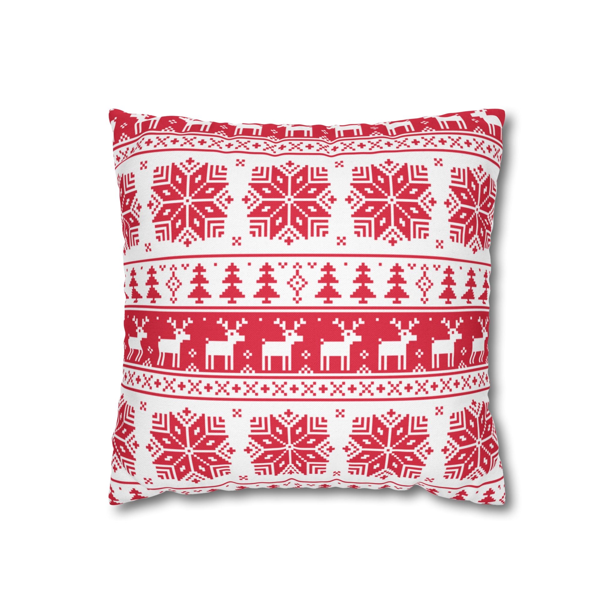 Christmas Spun Polyester Square Pillow Case – Festive Decorative Cushion Cover