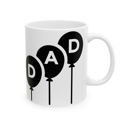 Dad Balloons Ceramic Coffee Mug – Minimalist Father’s Day Gift, 11oz & 15oz