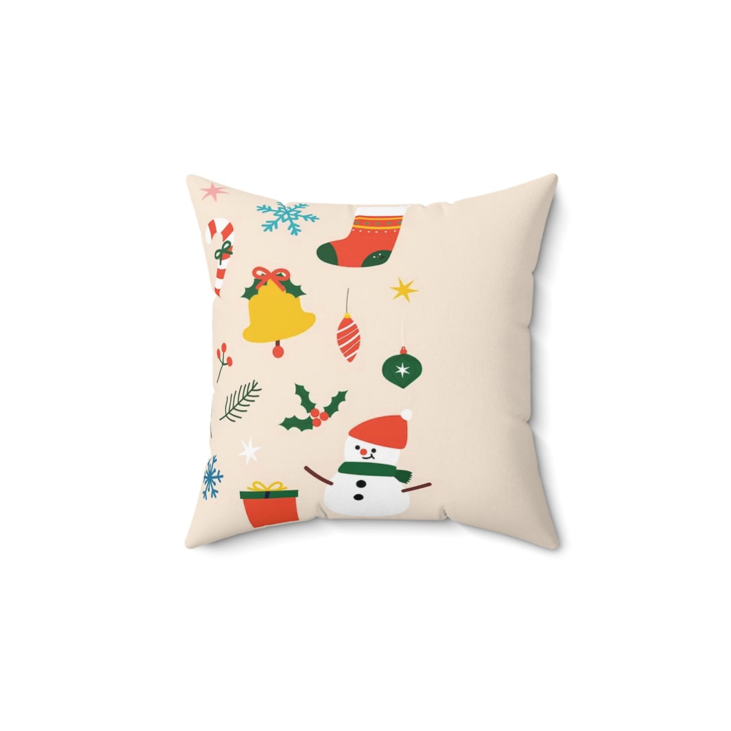 Christmas Spun Polyester Square Pillow – Festive Indoor Decorative Cushion