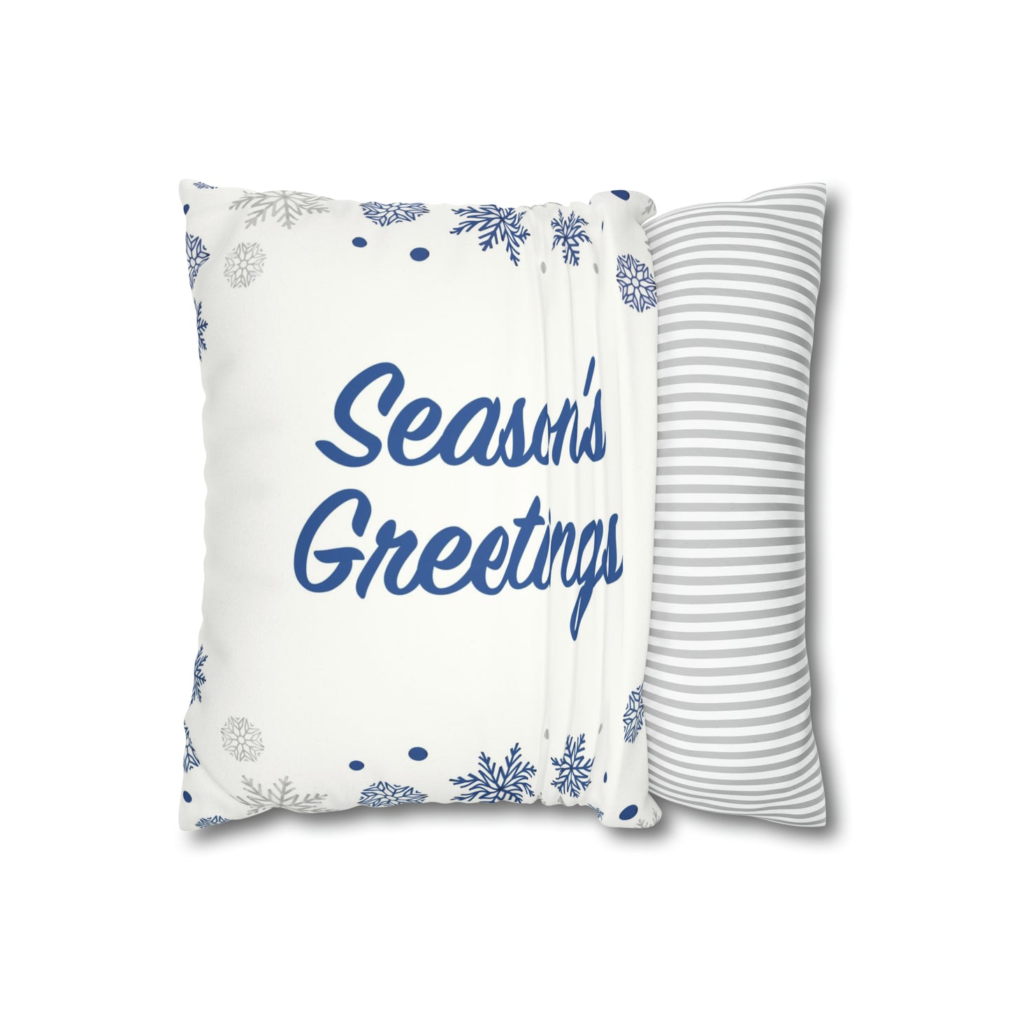 Season's Greetings Faux Suede Square Pillow Case, White