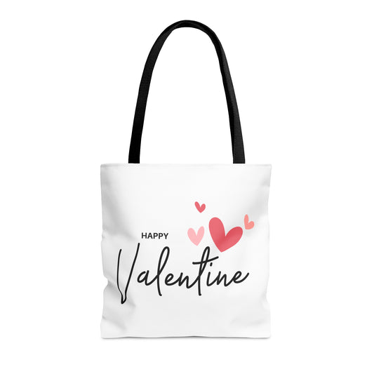 Valentine Tote Bag, Happy Valentine with Flying Heart Printed Tote Bag, 3 Sizes