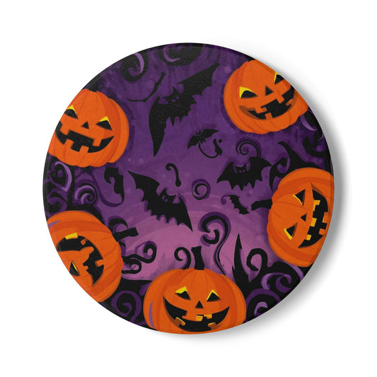 Playful Halloween Ceramic Coaster with Pumpkin Design