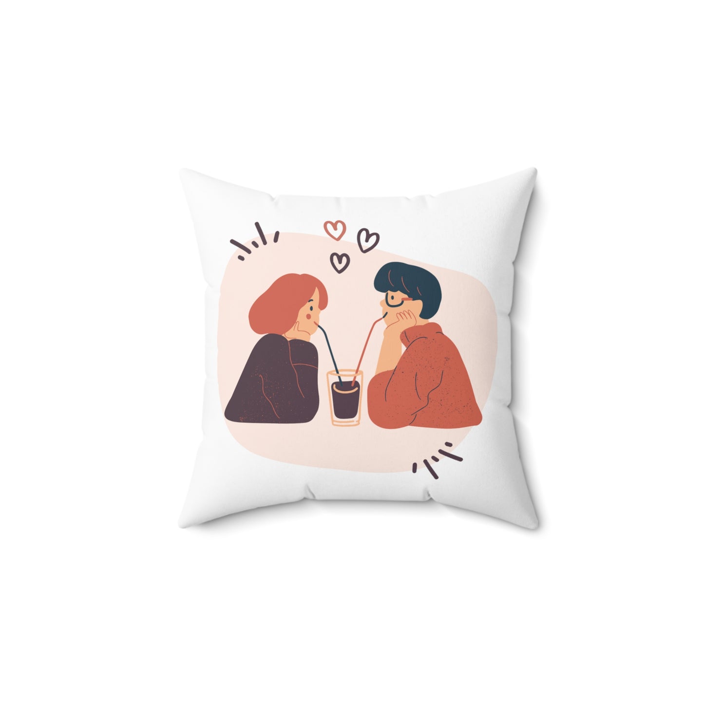 Couple on Cycle Printed Sqaure Pillow Case for Valentine