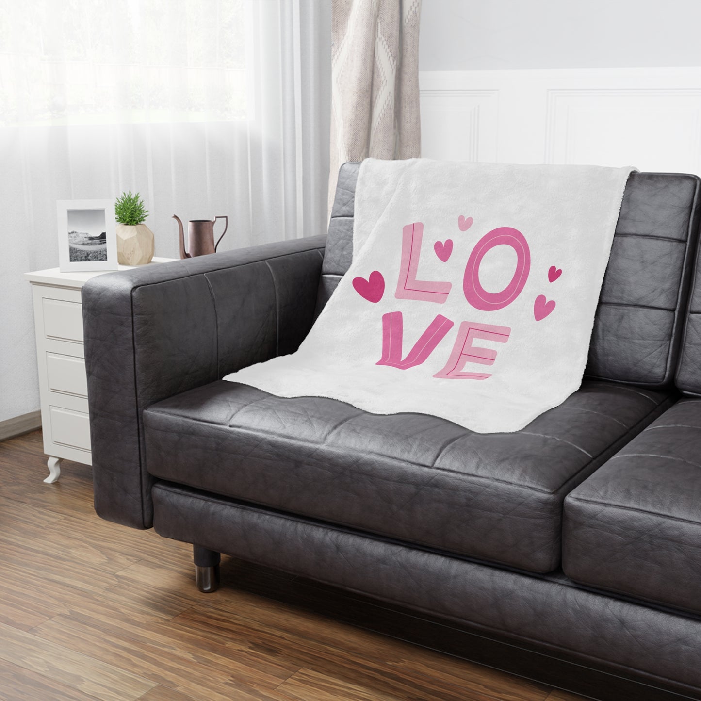Love with Flying Heart Printed Minky Blanket for Valentine Day Gift