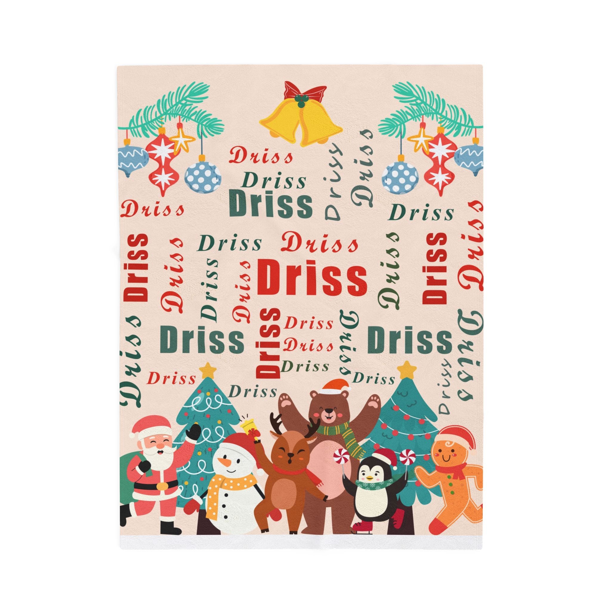Christmas Character Velveteen Plush Blanket – Santa, Reindeer & Friends with Custom Name