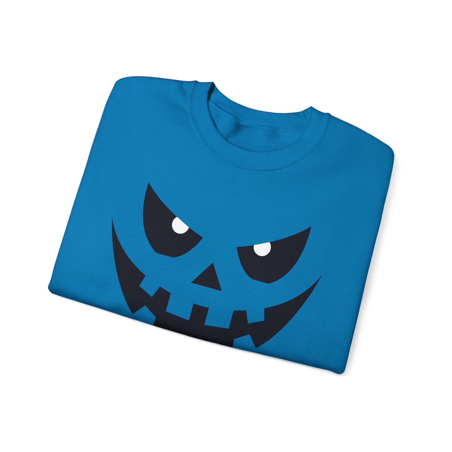 Creepy Pumpkin Face Halloween Sweatshirt – Beige Graphic Pullover for Spooky Season