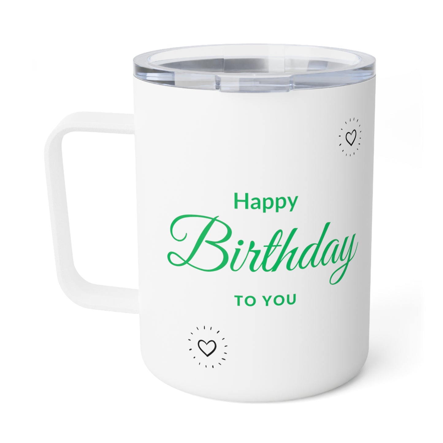 Happy Birthday Black Insulated Coffee Mug, 10 oz