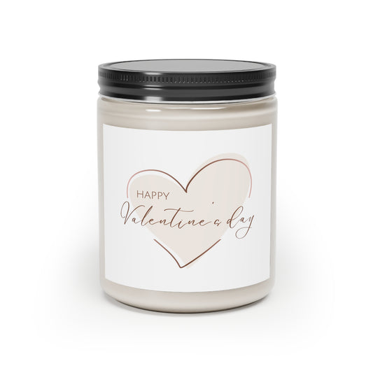 Gift for Her, Valentine's Scented Candle, Happy Valentine's Day with Heart Printed Scanted Candles