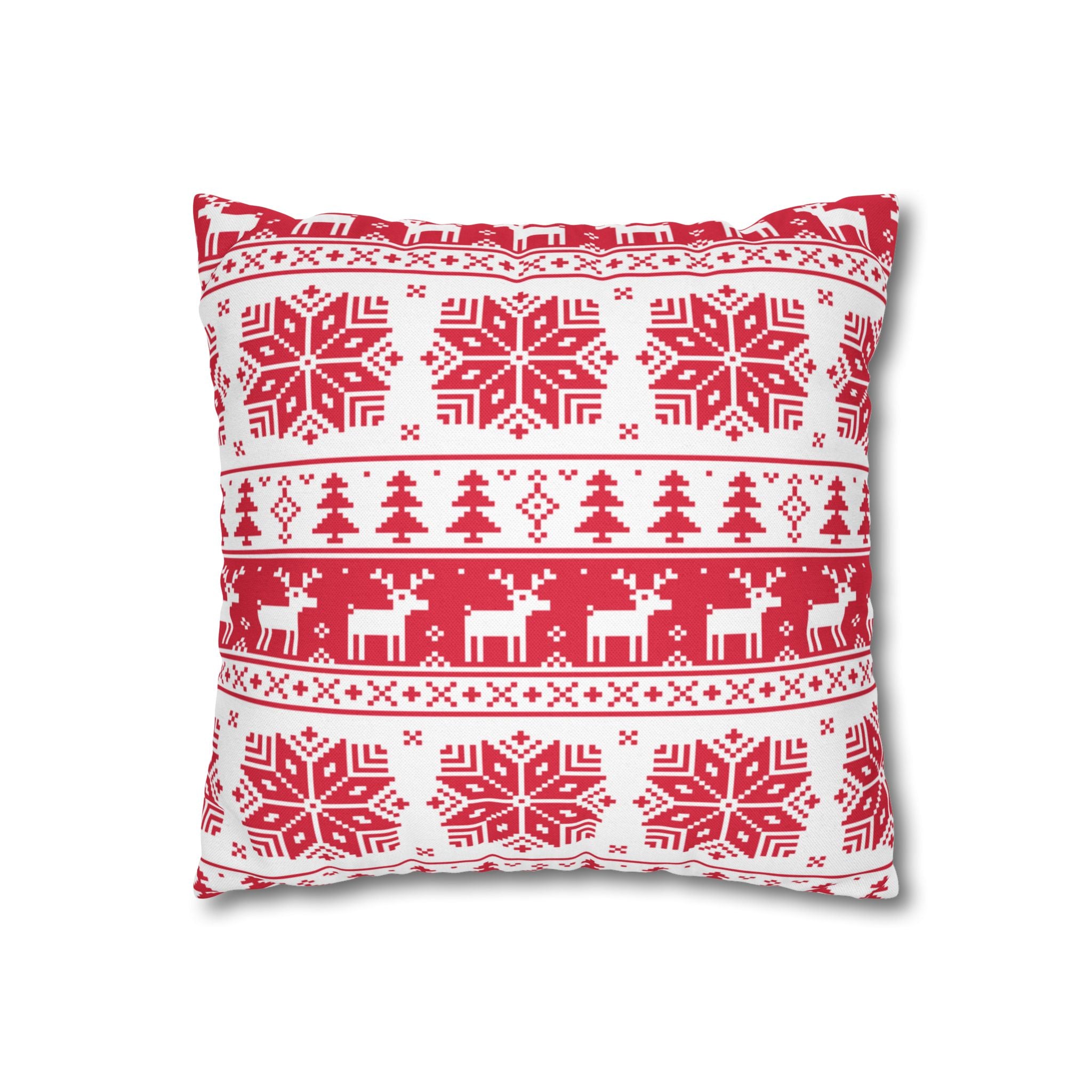 Christmas Spun Polyester Square Pillow Case – Festive Decorative Cushion Cover
